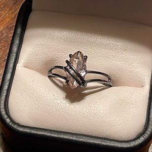 Vintage 925 stamped, black titanium ring.